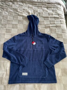 NWT Malbon Golf Castello French Terry Quarter Zip Hoodie in ocean blue size S